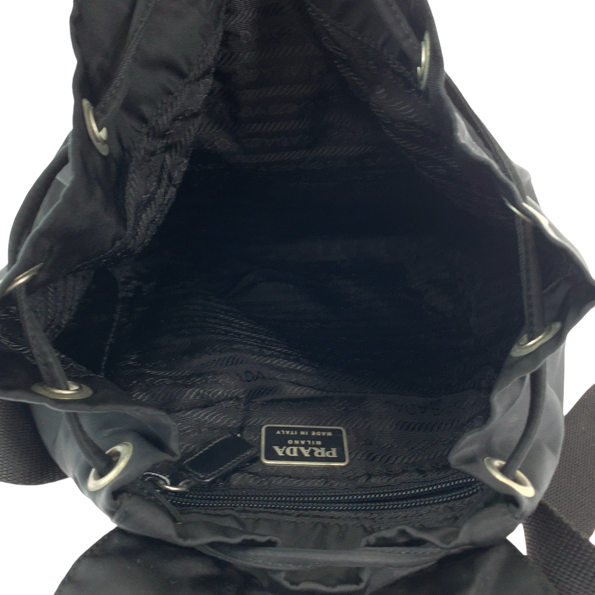 PRADA Tessuto Triangle Logo Plate Black Silver Hardware Nylon B4650F Backpack Rucksack Women's