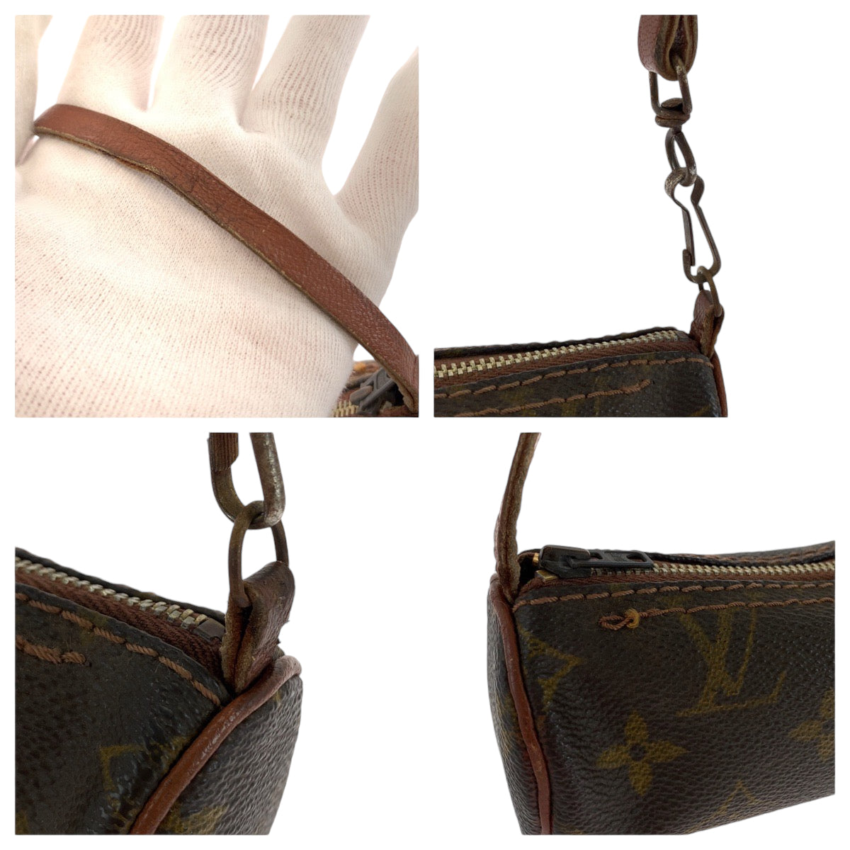 12792
LOUIS VUITTON ルイヴィトン モノグラム パピヨン 付属ポーチ ブラウン ゴールド金具 PVC アクセサリーポーチ ポーチ  レディース