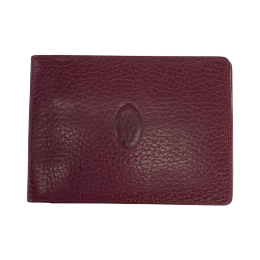 14042
CARTIER カルティエ マストライン マネークリップ ボルドー ゴールド金具 レザー 折財布 コンパクトウォレット  レディース