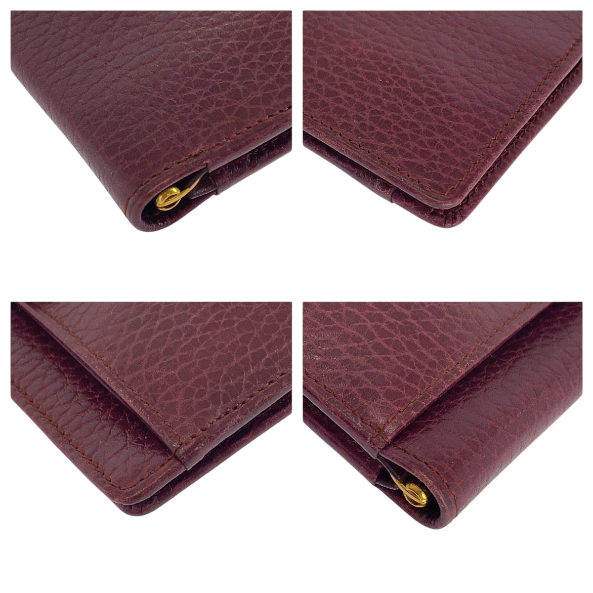 14042
CARTIER カルティエ マストライン マネークリップ ボルドー ゴールド金具 レザー 折財布 コンパクトウォレット  レディース