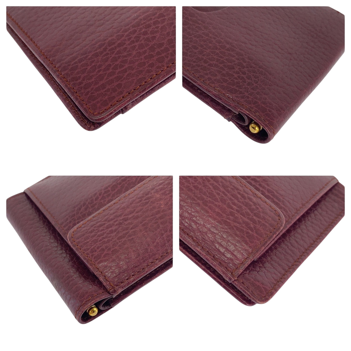14042
CARTIER カルティエ マストライン マネークリップ ボルドー ゴールド金具 レザー 折財布 コンパクトウォレット  レディース