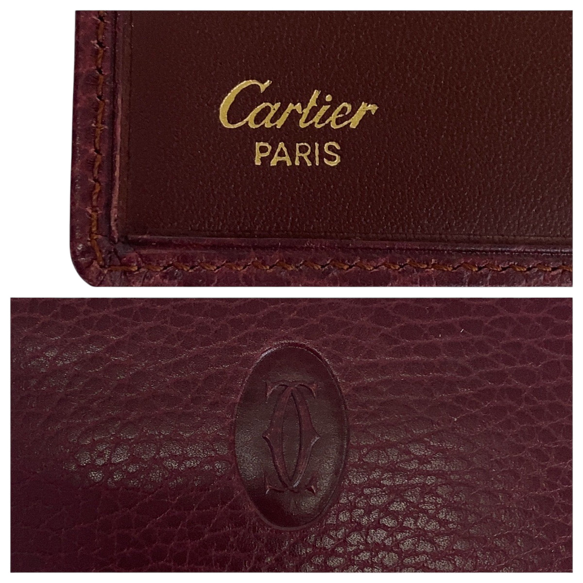 14042
CARTIER カルティエ マストライン マネークリップ ボルドー ゴールド金具 レザー 折財布 コンパクトウォレット  レディース