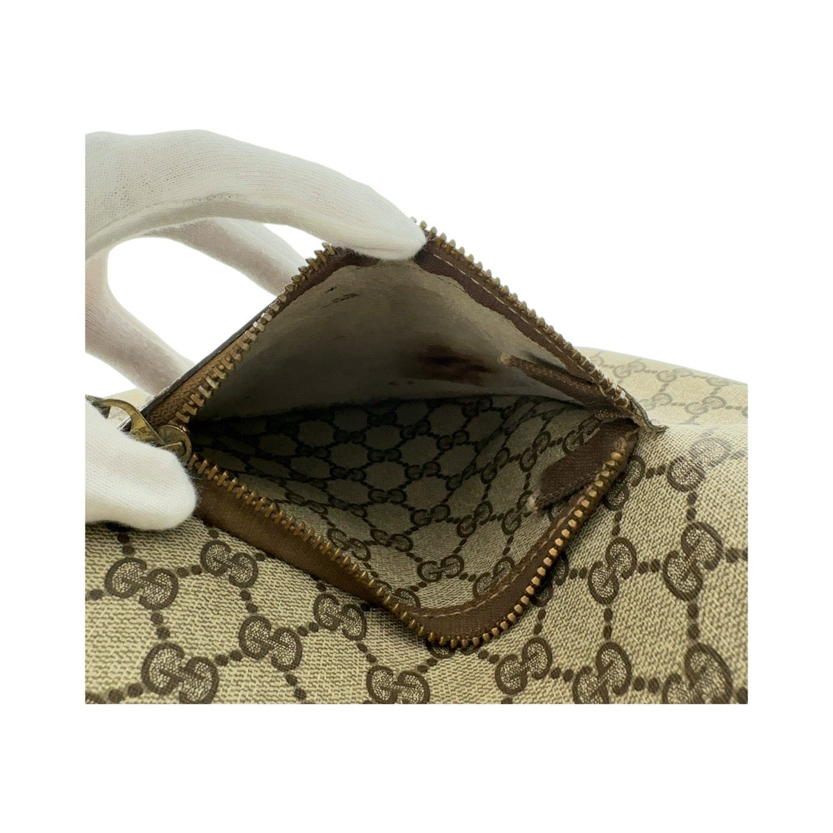 13135
GUCCI グッチ ヴィンテージ シェリーライン オールドグッチ ベージュ ブラウン ゴールド金具 GGスプリームキャンバス / レザー トートバッグ ショルダーバッグ ビジネスバッグ  メンズ