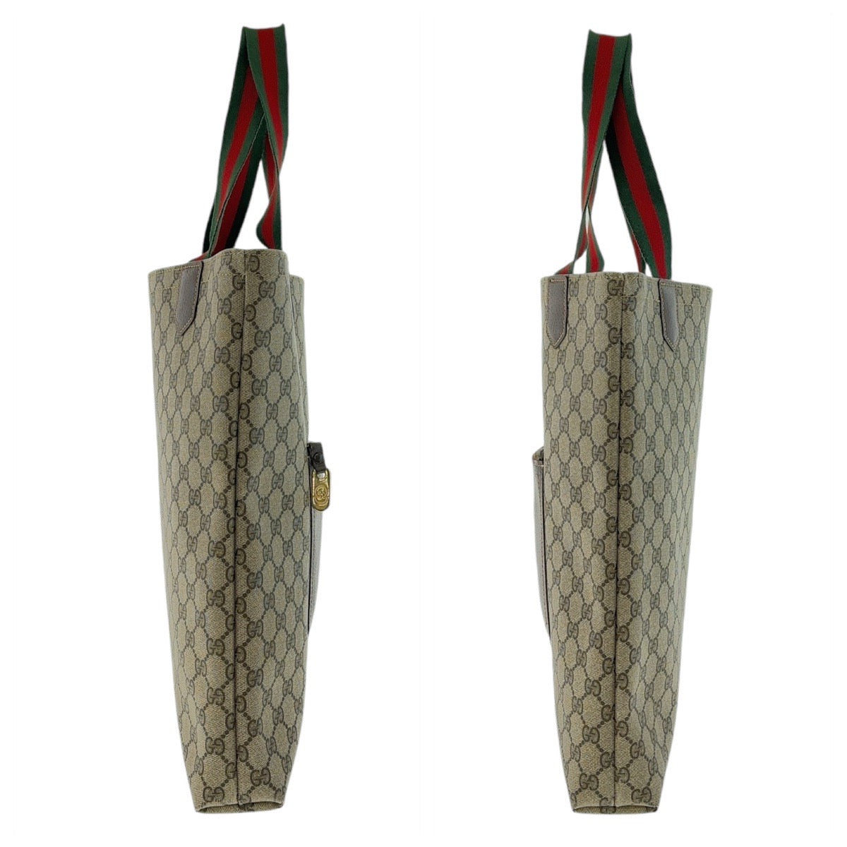13135
GUCCI グッチ ヴィンテージ シェリーライン オールドグッチ ベージュ ブラウン ゴールド金具 GGスプリームキャンバス / レザー トートバッグ ショルダーバッグ ビジネスバッグ  メンズ