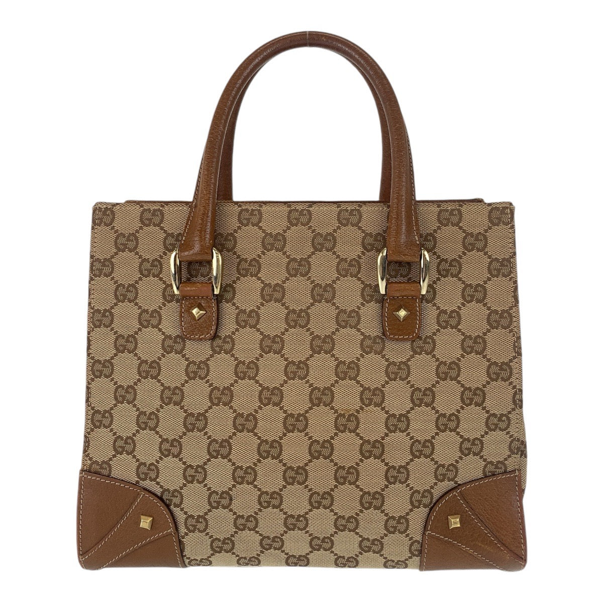13138
GUCCI グッチ ブラウン ベージュ ゴールド金具 GGキャンバス / レザー 120895 トートバッグ ハンドバッグ  レディース