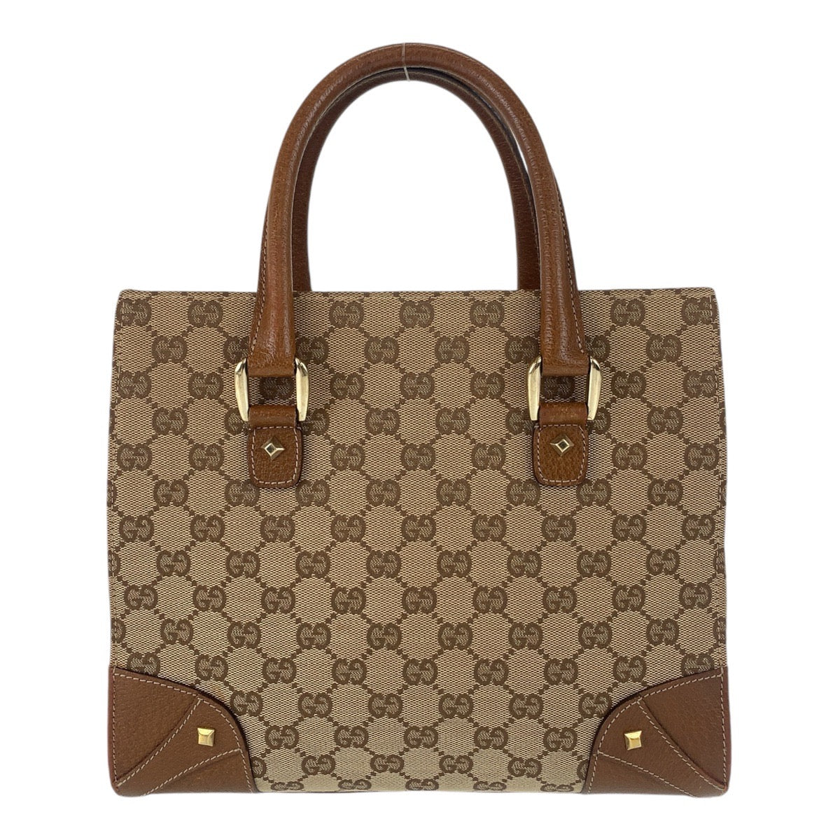 13138
GUCCI グッチ ブラウン ベージュ ゴールド金具 GGキャンバス / レザー 120895 トートバッグ ハンドバッグ  レディース