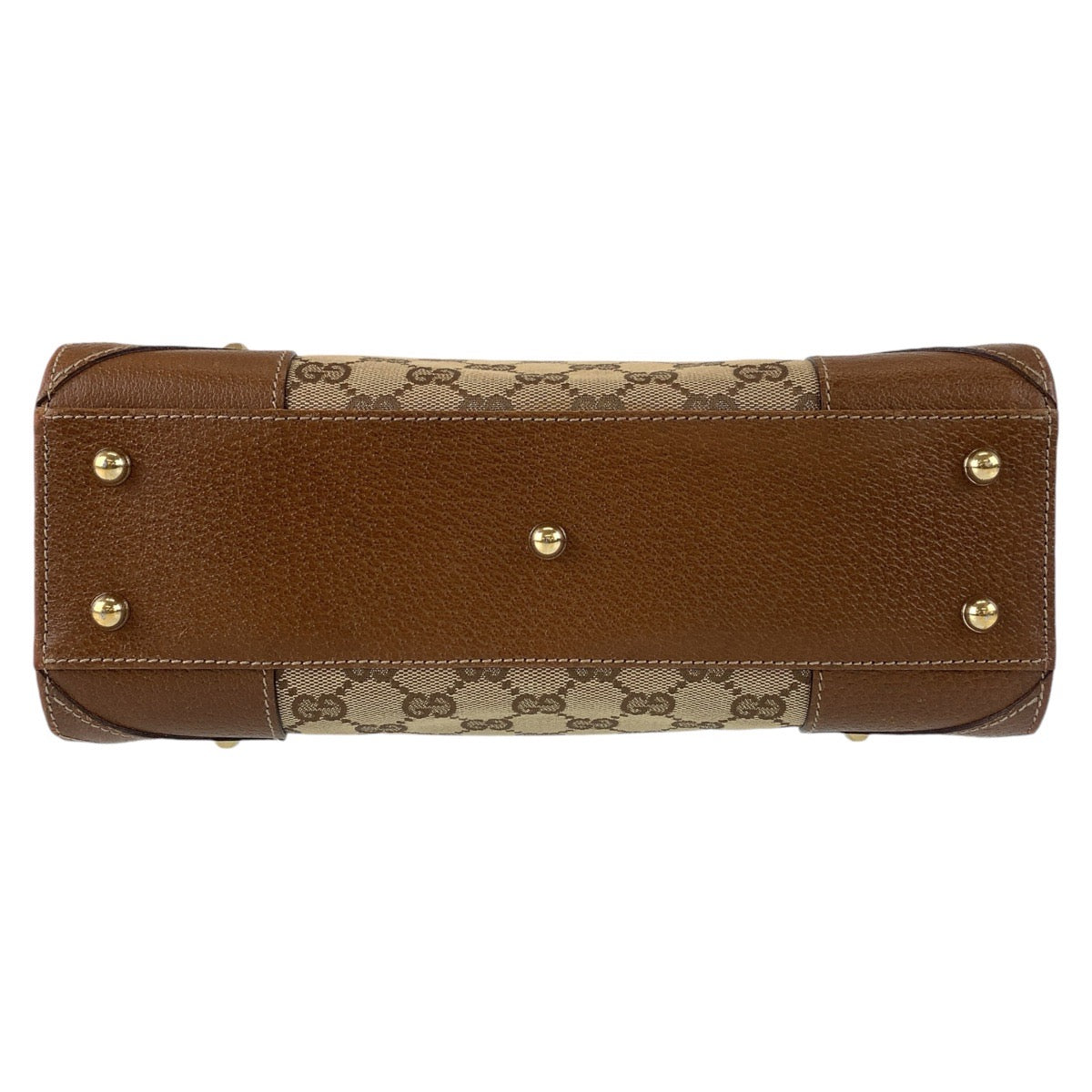 13138
GUCCI グッチ ブラウン ベージュ ゴールド金具 GGキャンバス / レザー 120895 トートバッグ ハンドバッグ  レディース