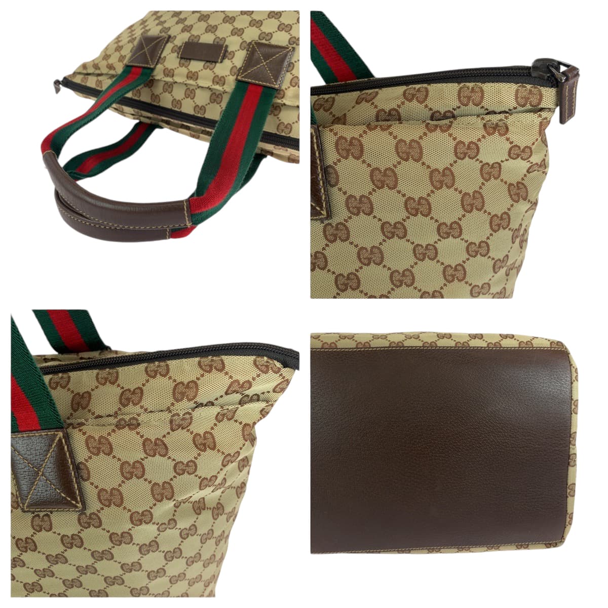 13139
GUCCI グッチ シェリーライン ブラウン レッド グリーン ソフト GGキャンバス 131231 トートバッグ ハンドバッグ ショルダーバッグ  レディース