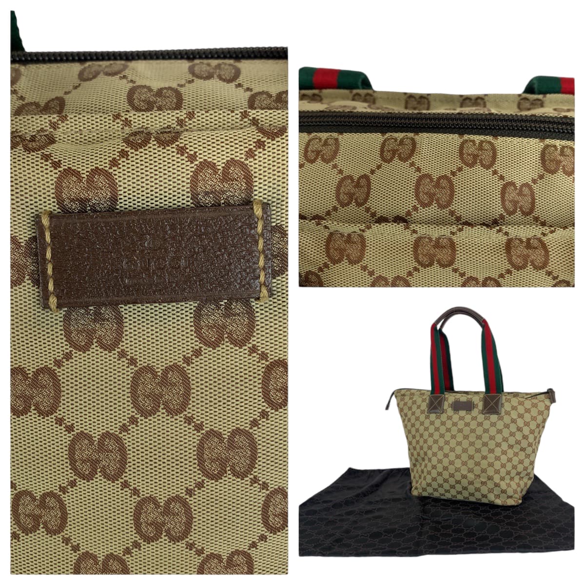 13139
GUCCI グッチ シェリーライン ブラウン レッド グリーン ソフト GGキャンバス 131231 トートバッグ ハンドバッグ ショルダーバッグ  レディース