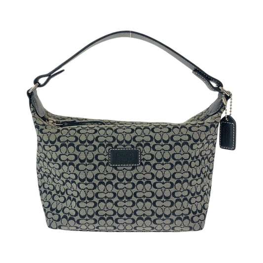 COACH コーチ ミニシグネチャー ブラック 黒 グレー シルバー金具 キャンバス / レザー ハンドバッグ アクセサリーポーチ  レディース