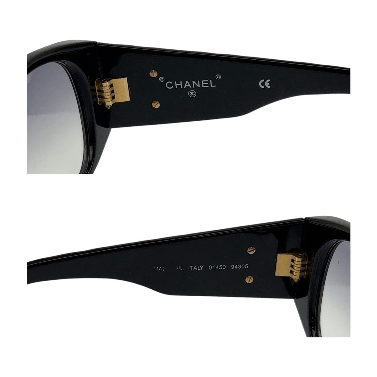 13145
CHANEL シャネル ヴィンテージ ココマーク マトラッセ ブラック ゴールド金具 プラスチック 01450 94305 サングラス ウェリントン  レディース