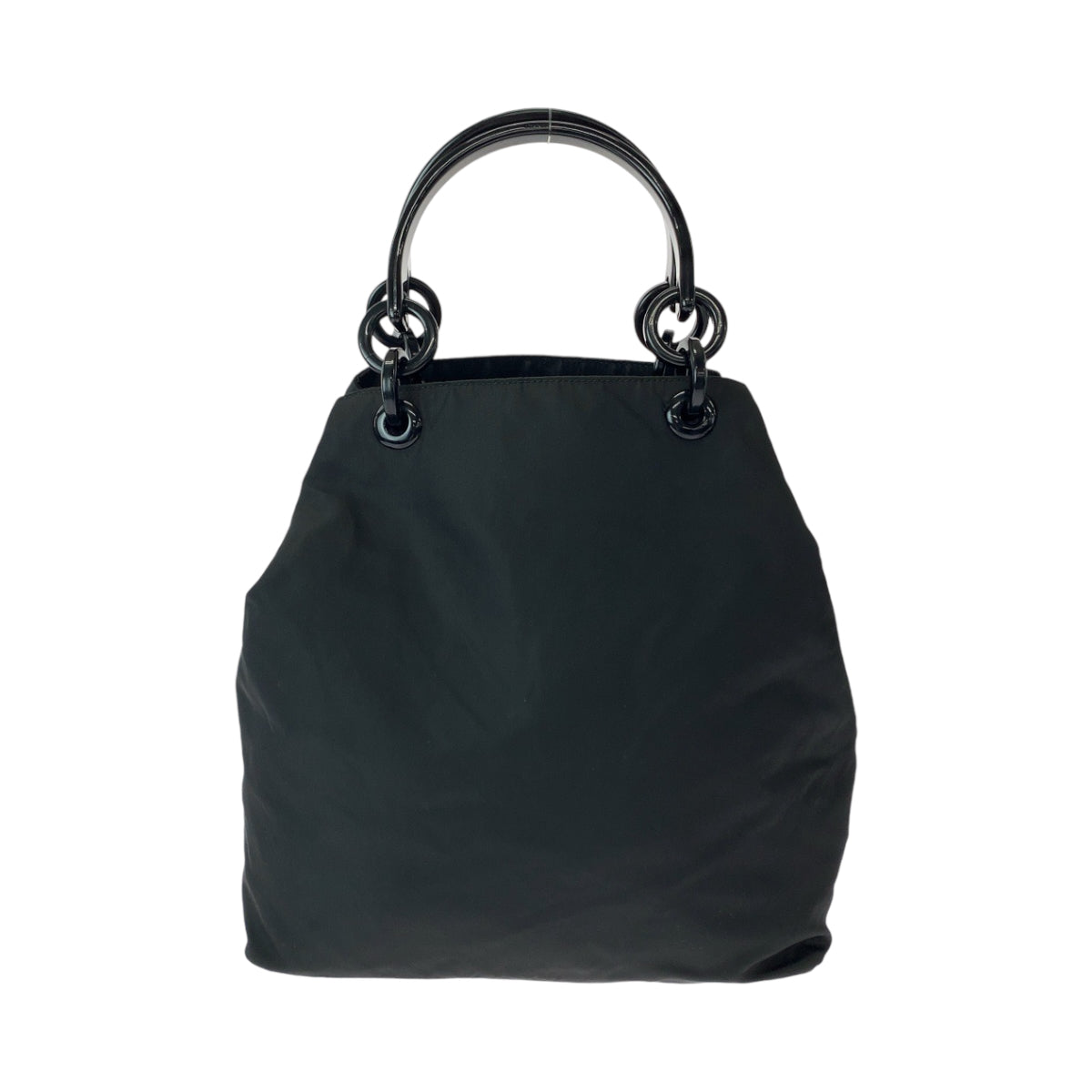 12811
PRADA プラダ テスート 三角ロゴプレート プラハンドル ブラック ナイロン トートバッグ ハンドバッグ  レディース