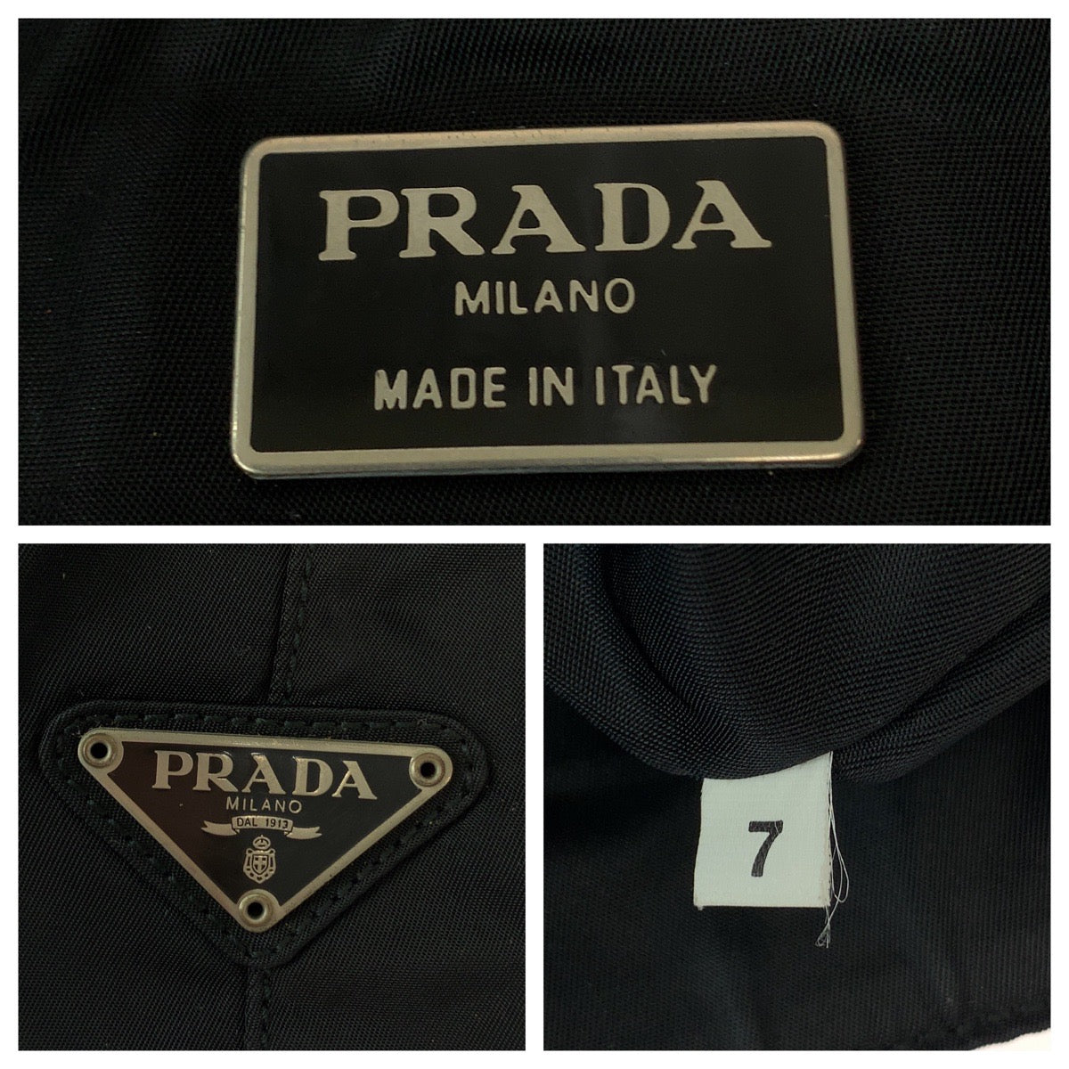 12811
PRADA プラダ テスート 三角ロゴプレート プラハンドル ブラック ナイロン トートバッグ ハンドバッグ  レディース