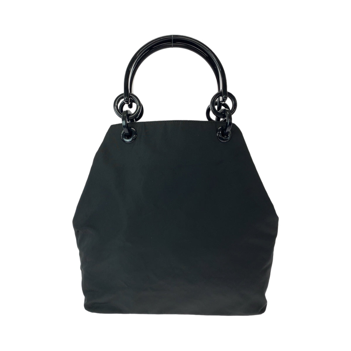 12811
PRADA プラダ テスート 三角ロゴプレート プラハンドル ブラック ナイロン トートバッグ ハンドバッグ  レディース