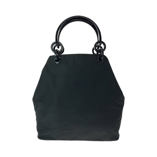 12811
PRADA プラダ テスート 三角ロゴプレート プラハンドル ブラック ナイロン トートバッグ ハンドバッグ  レディース