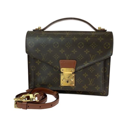13148
LOUIS VUITTON ルイヴィトン ヴィンテージ モノグラム モンソー28 ブラウン ゴールド金具 PVC M51185 ハンドバッグ ショルダーバッグ 2way  メンズ