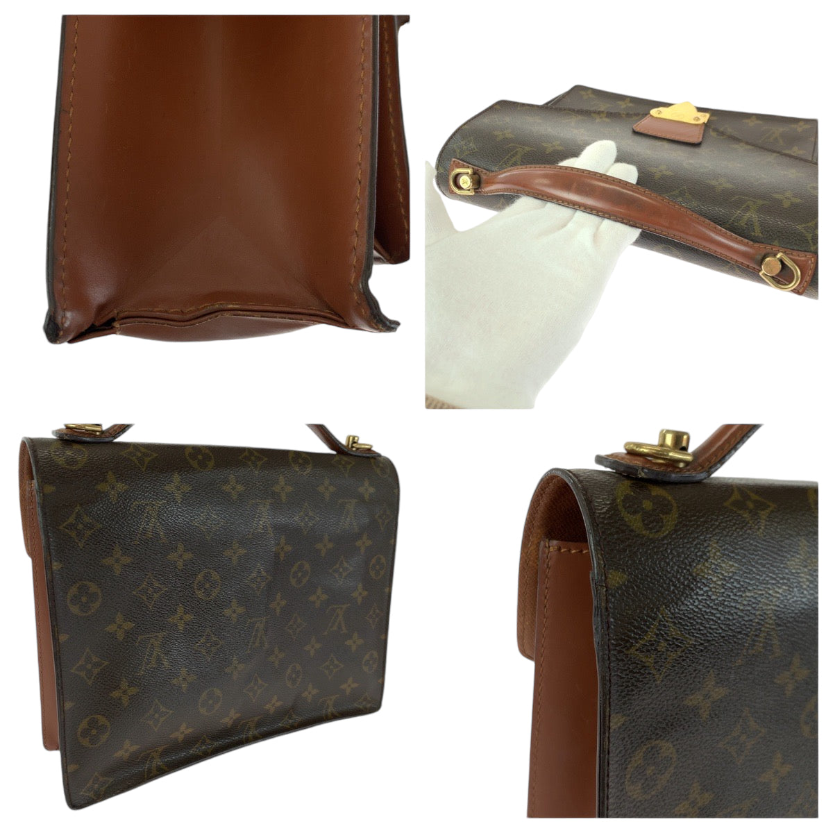 13148
LOUIS VUITTON ルイヴィトン ヴィンテージ モノグラム モンソー28 ブラウン ゴールド金具 PVC M51185 ハンドバッグ ショルダーバッグ 2way  メンズ