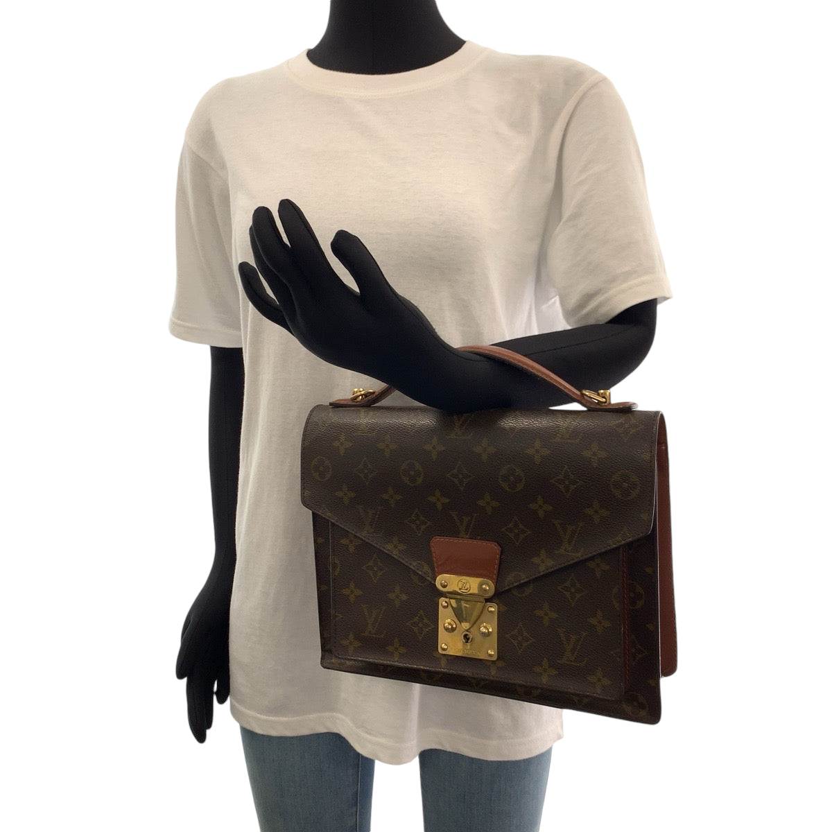 13148
LOUIS VUITTON ルイヴィトン ヴィンテージ モノグラム モンソー28 ブラウン ゴールド金具 PVC M51185 ハンドバッグ ショルダーバッグ 2way  メンズ