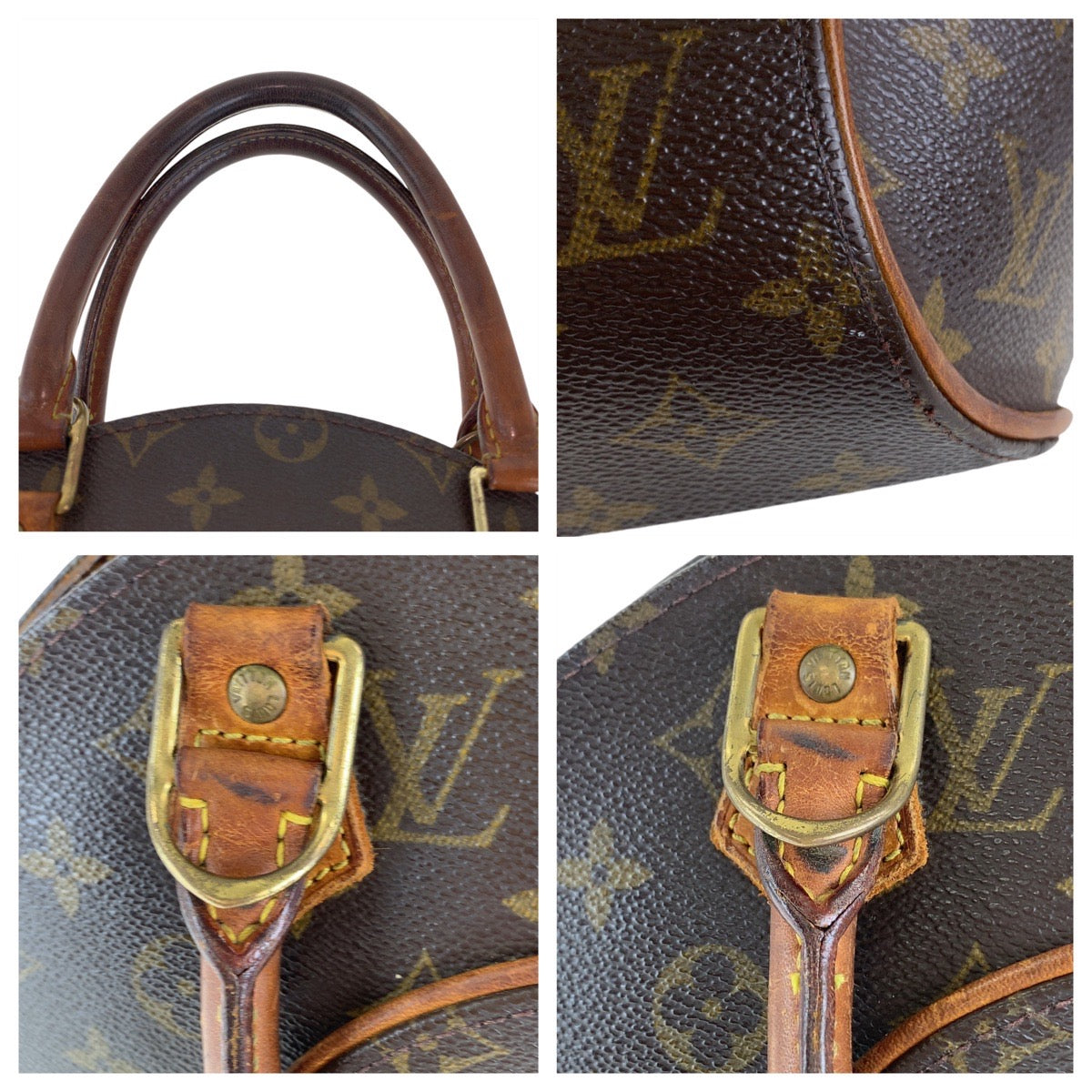 LOUIS VUITTON Louis Vuitton Monogram Ellipse PM Brown Gold Hardware PVC/Leather M51127 Handbag for Women