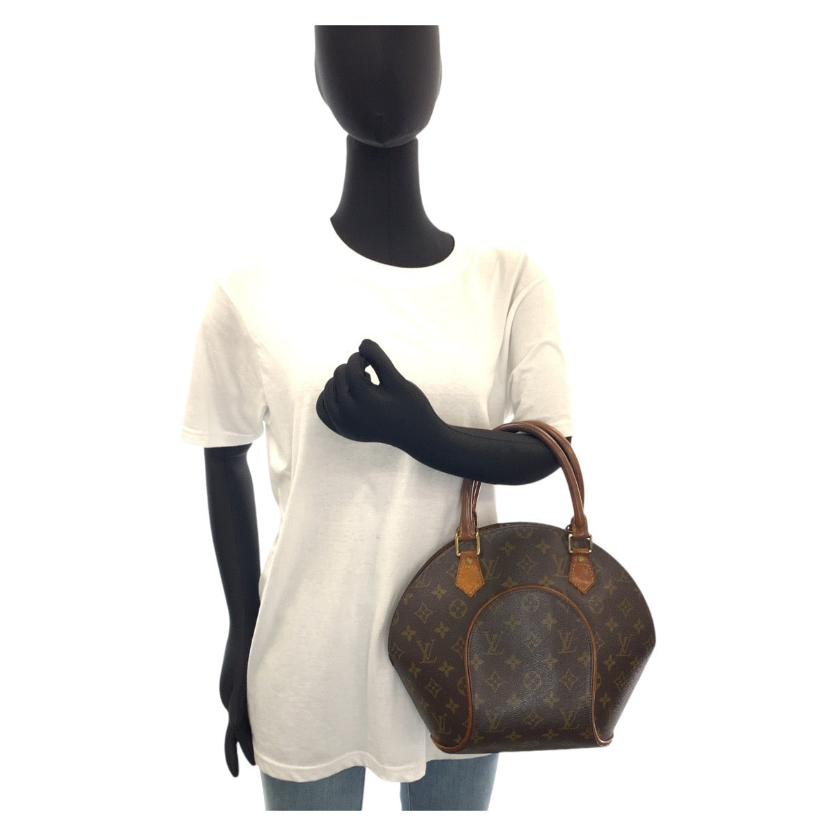LOUIS VUITTON Louis Vuitton Monogram Ellipse PM Brown Gold Hardware PVC/Leather M51127 Handbag for Women