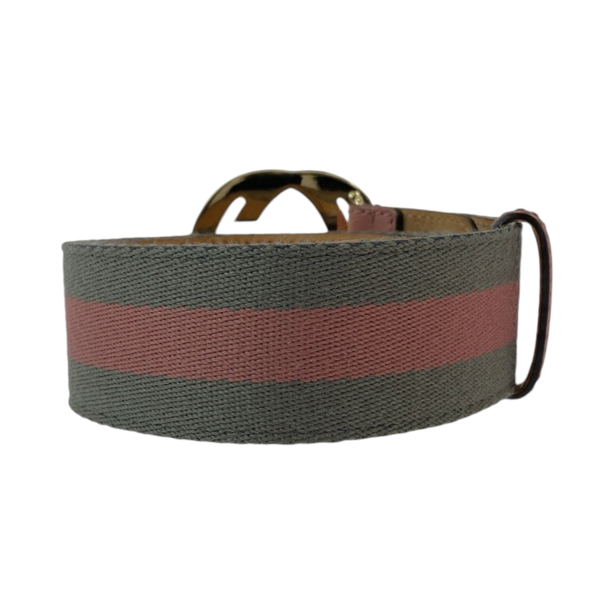 13149
GUCCI グッチ インターロッキング 85cm/34inc ピンク グレー シルバー金具 キャンバス 114876 ベルト  メンズ