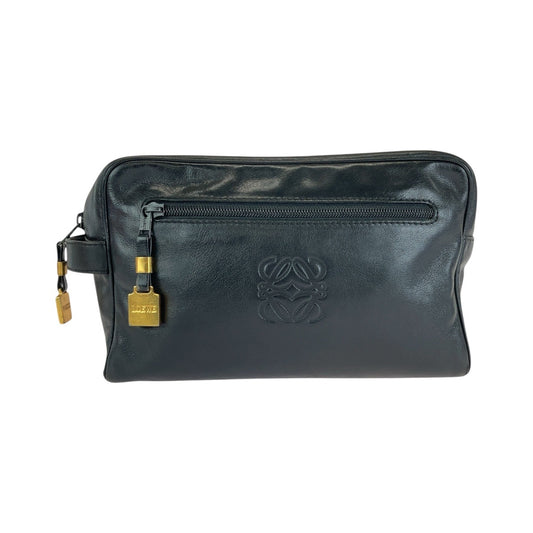 13151
LOEWE ロエベ ヴィンテージ アナグラム ブラック 黒 ゴールド金具 レザー クラッチバッグ セカンドバッグ  メンズ