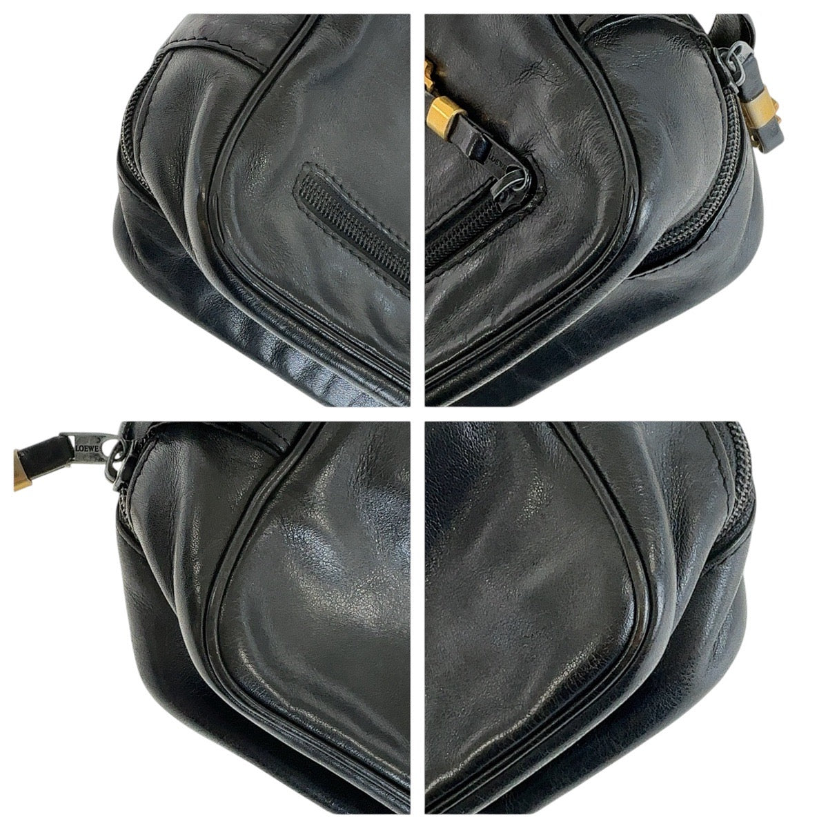 13151
LOEWE ロエベ ヴィンテージ アナグラム ブラック 黒 ゴールド金具 レザー クラッチバッグ セカンドバッグ  メンズ