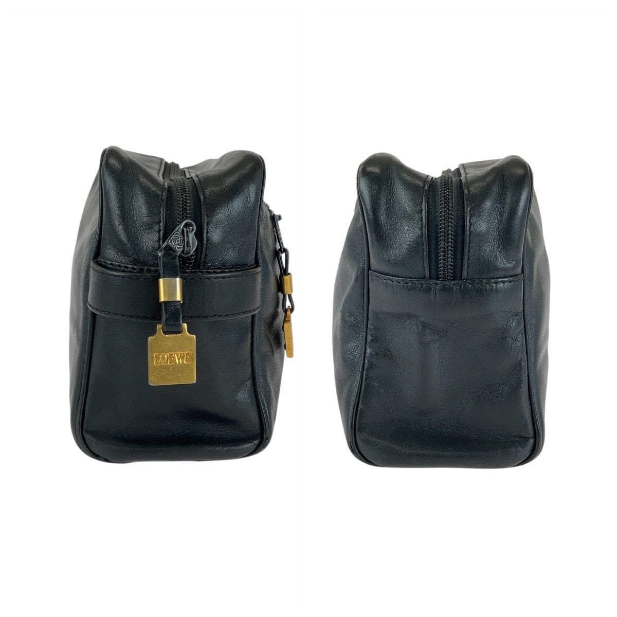 13151
LOEWE ロエベ ヴィンテージ アナグラム ブラック 黒 ゴールド金具 レザー クラッチバッグ セカンドバッグ  メンズ