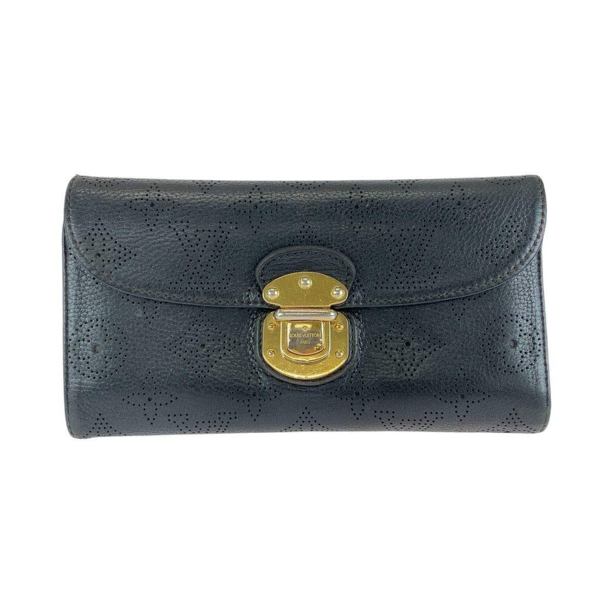 13152
LOUIS VUITTON ルイヴィトン ポルトフォイユ アメリア マヒナ ブラック 黒 ゴールド金具 レザー M95549 ロングウォレット  レディース