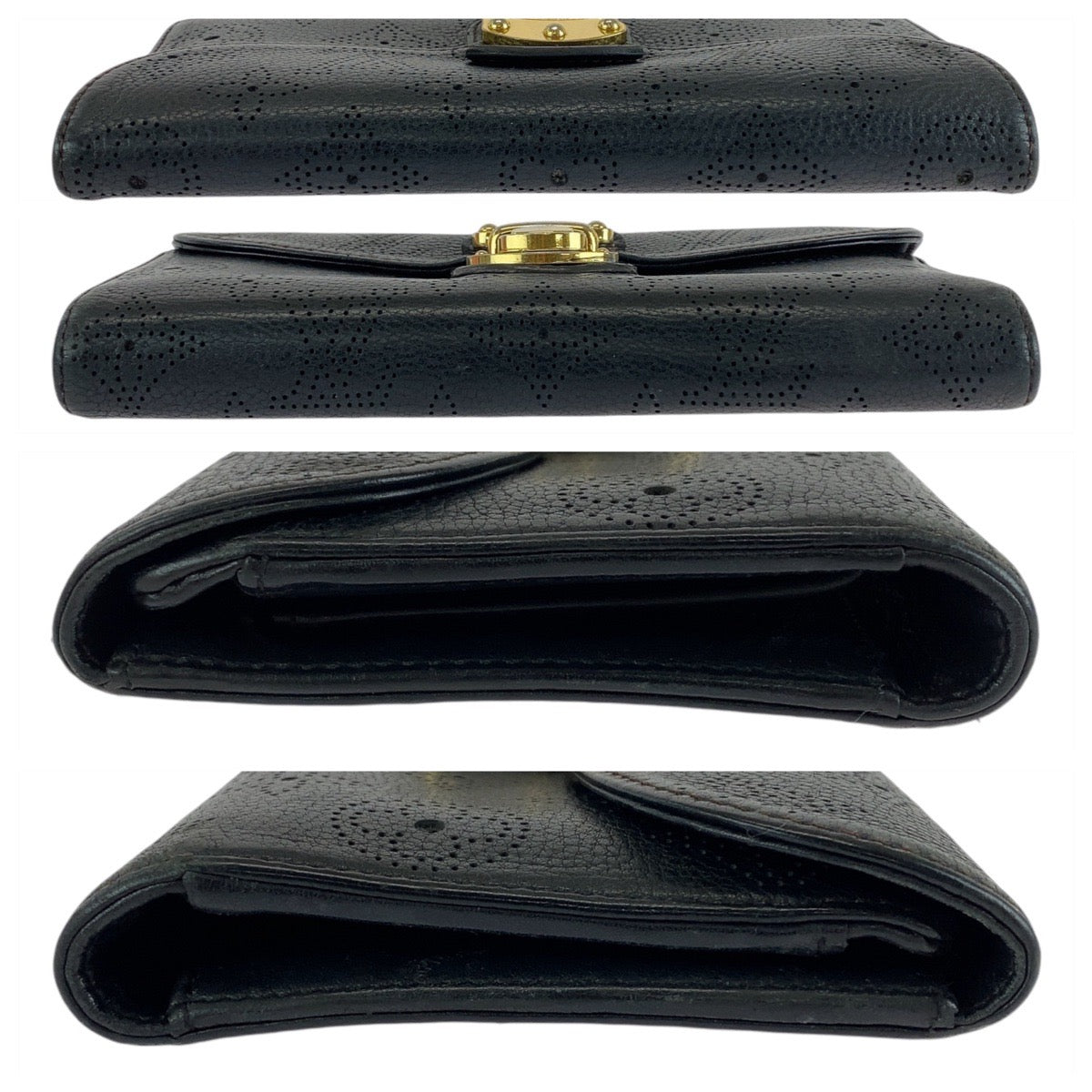 13152
LOUIS VUITTON ルイヴィトン ポルトフォイユ アメリア マヒナ ブラック 黒 ゴールド金具 レザー M95549 ロングウォレット  レディース