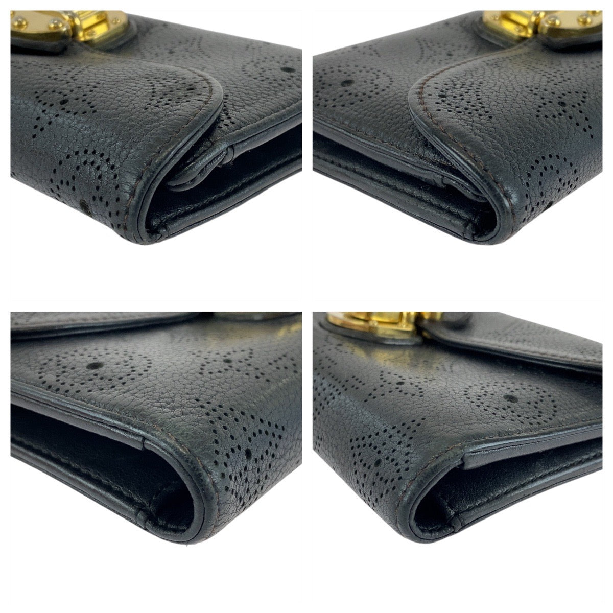 13152
LOUIS VUITTON ルイヴィトン ポルトフォイユ アメリア マヒナ ブラック 黒 ゴールド金具 レザー M95549 ロングウォレット  レディース