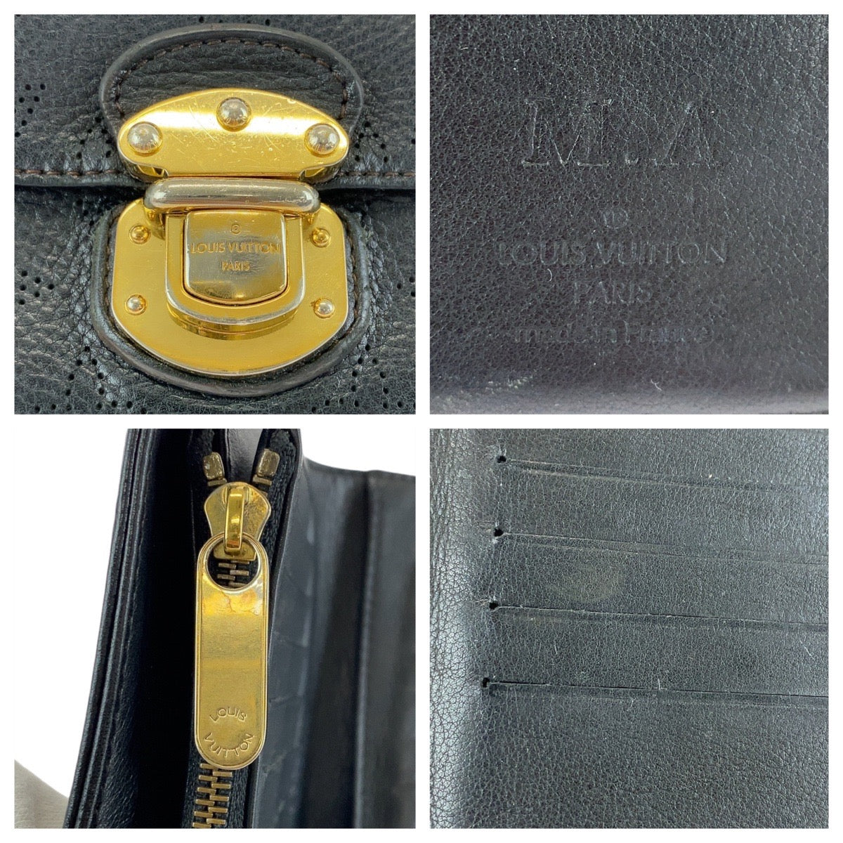 13152
LOUIS VUITTON ルイヴィトン ポルトフォイユ アメリア マヒナ ブラック 黒 ゴールド金具 レザー M95549 ロングウォレット  レディース
