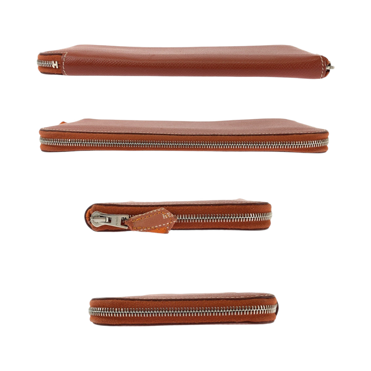 HERMES エルメス アザップ ロング シルクイン ブリック ブラウン シルバー金具 ヴォーエプソン 長財布 ラウンドファスナー ▫︎O刻印  レディース