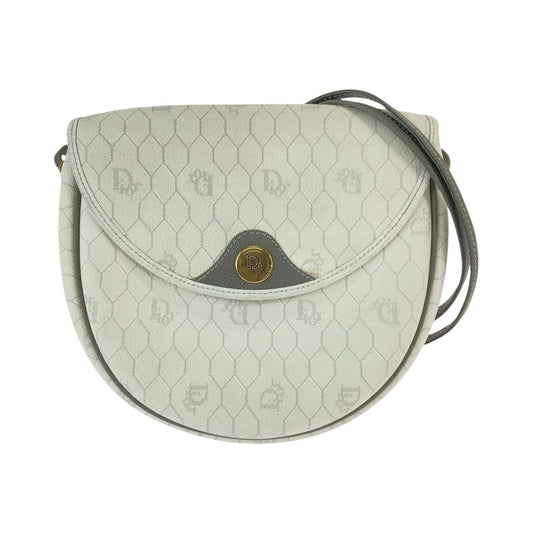 13153
Dior ディオール ヴィンテージ ハニカム ホワイト グレー ゴールド金具 PVC ショルダーバッグ ポシェット  レディース