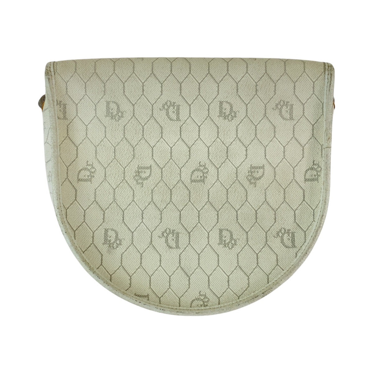 13153
Dior ディオール ヴィンテージ ハニカム ホワイト グレー ゴールド金具 PVC ショルダーバッグ ポシェット  レディース