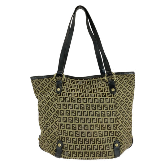 13154
FENDI フェンディ ヴィンテージ ズッキーノ ブラウン ゴールド金具 キャンバス / レザー トートバッグ ショルダーバッグ  レディース