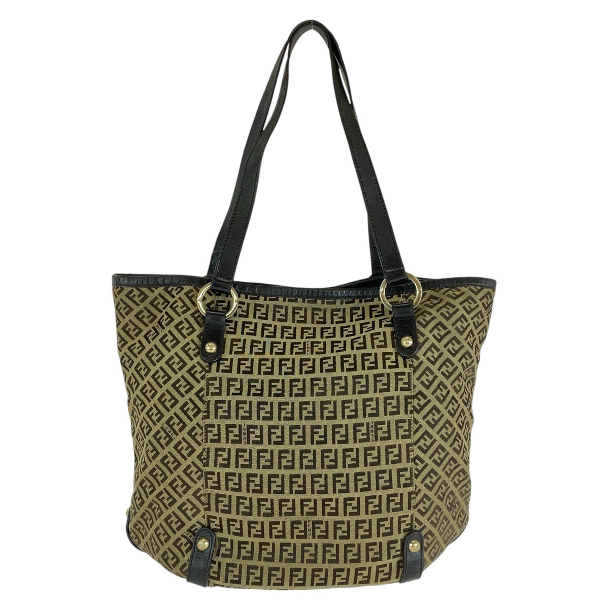 13154
FENDI フェンディ ヴィンテージ ズッキーノ ブラウン ゴールド金具 キャンバス / レザー トートバッグ ショルダーバッグ  レディース