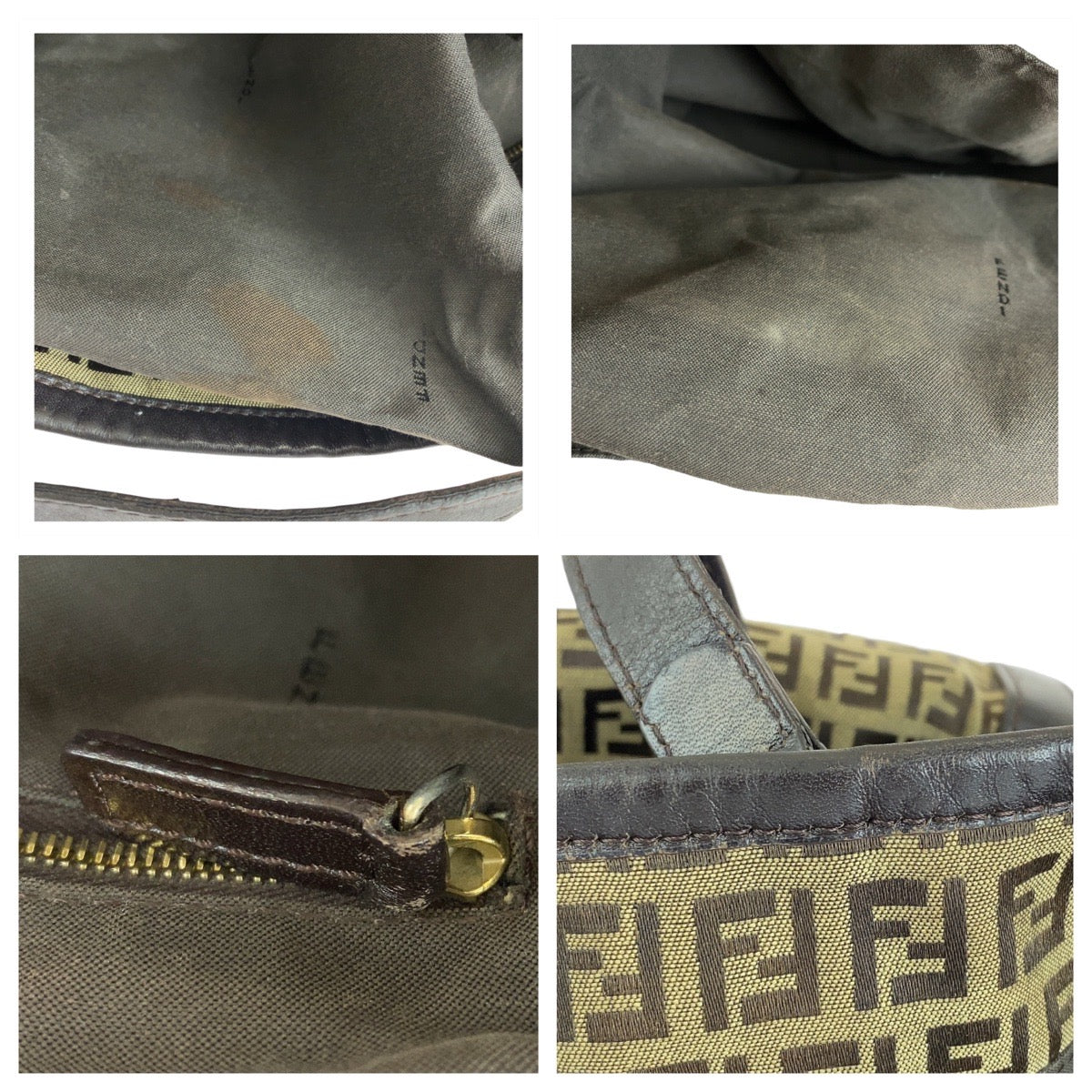13154
FENDI フェンディ ヴィンテージ ズッキーノ ブラウン ゴールド金具 キャンバス / レザー トートバッグ ショルダーバッグ  レディース