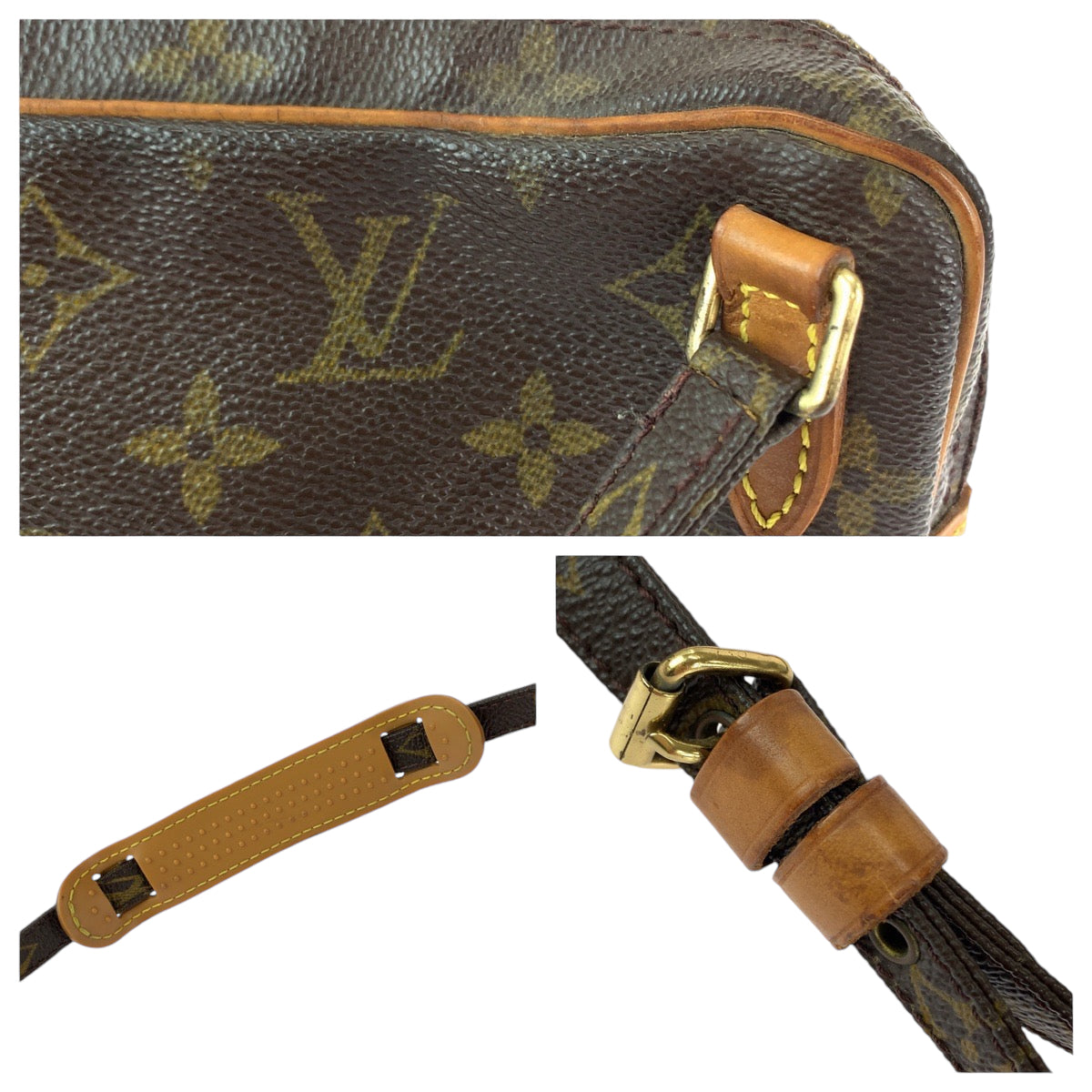 12791
LOUIS VUITTON ルイヴィトン モノグラム マルリー バンドリエール ブラウン ゴールド金具 PVC M51828 ショルダーバッグ ポシェット  レディース