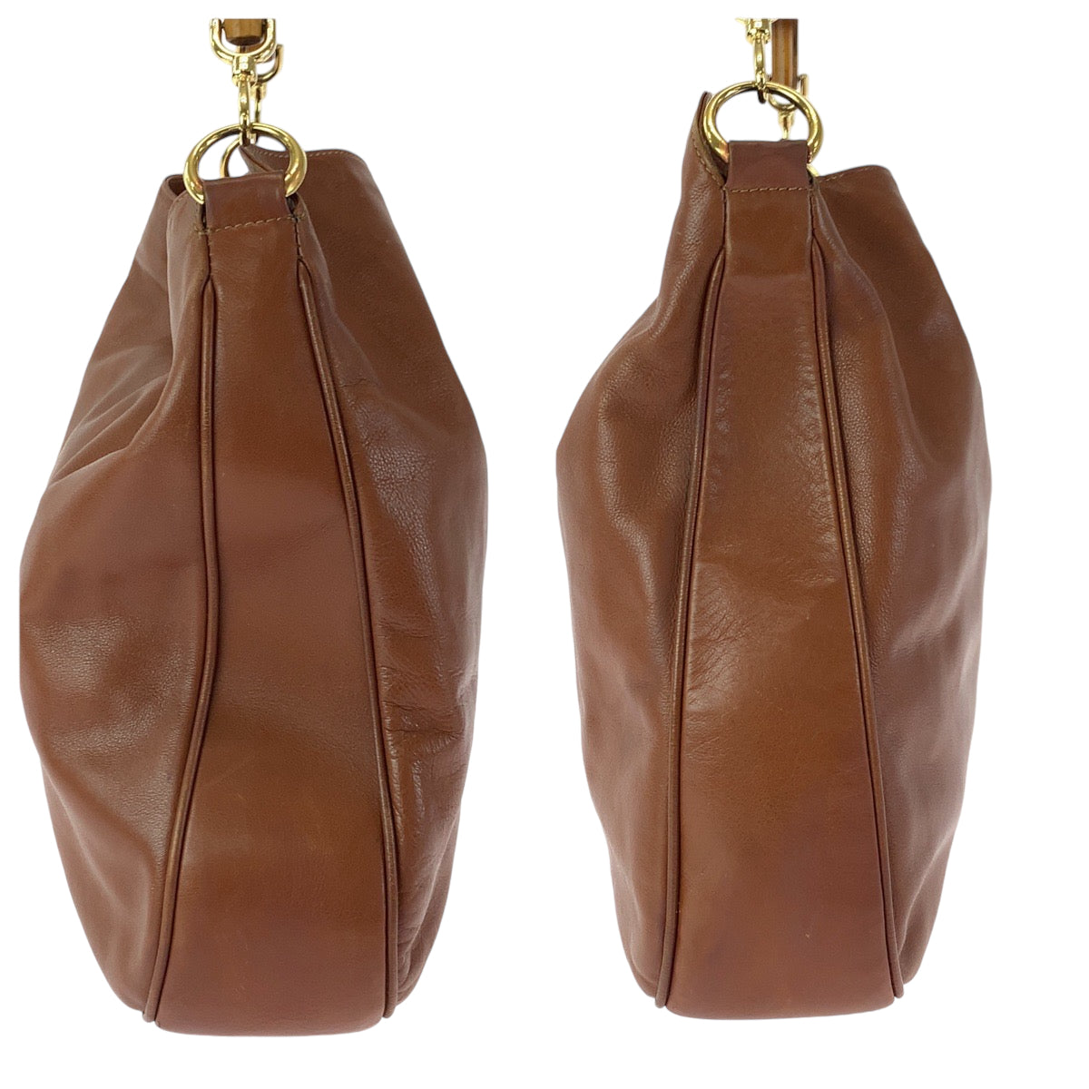 13155
GUCCI グッチ ヴィンテージ バンブー ブラウン ゴールド金具 レザー 001 1781 1577 ホーボー ショルダーバッグ ハンドバッグ 2way  レディース