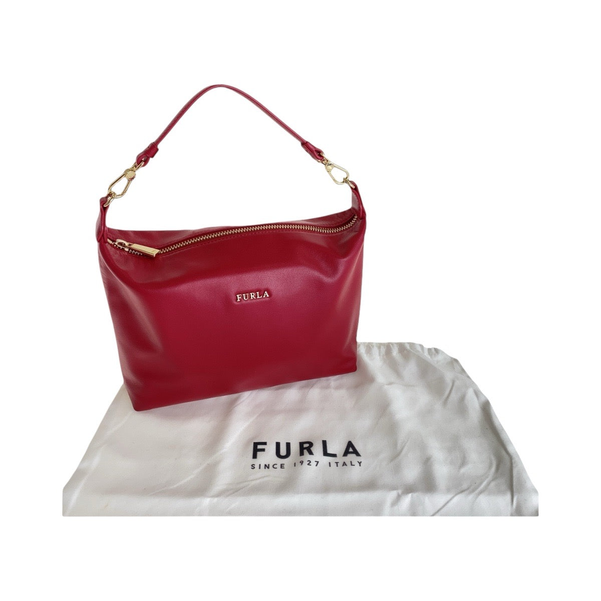13161
Furla フルラ レッド ゴールド金具 レザー ハンドバッグ ショルダーバッグ 2way  レディース