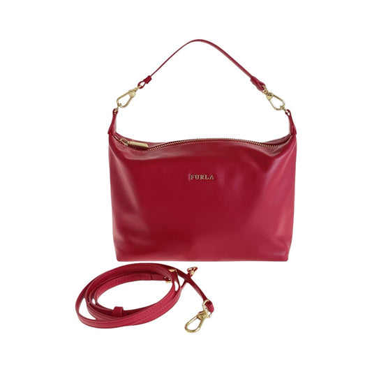 13161
Furla フルラ レッド ゴールド金具 レザー ハンドバッグ ショルダーバッグ 2way  レディース