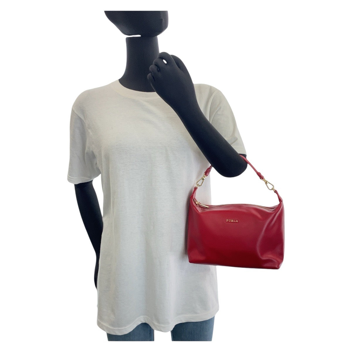 13161
Furla フルラ レッド ゴールド金具 レザー ハンドバッグ ショルダーバッグ 2way  レディース