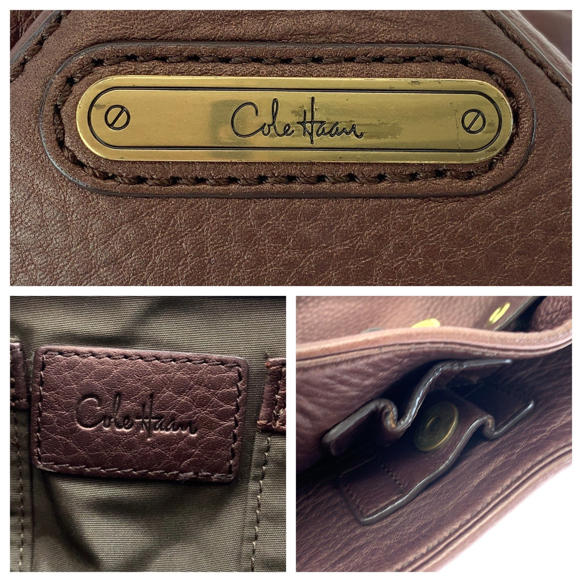 13162
COLE HAAN コールハーン ブラウン ゴールド金具 レザー ショルダーバッグ ハンドバッグ 2way  レディース