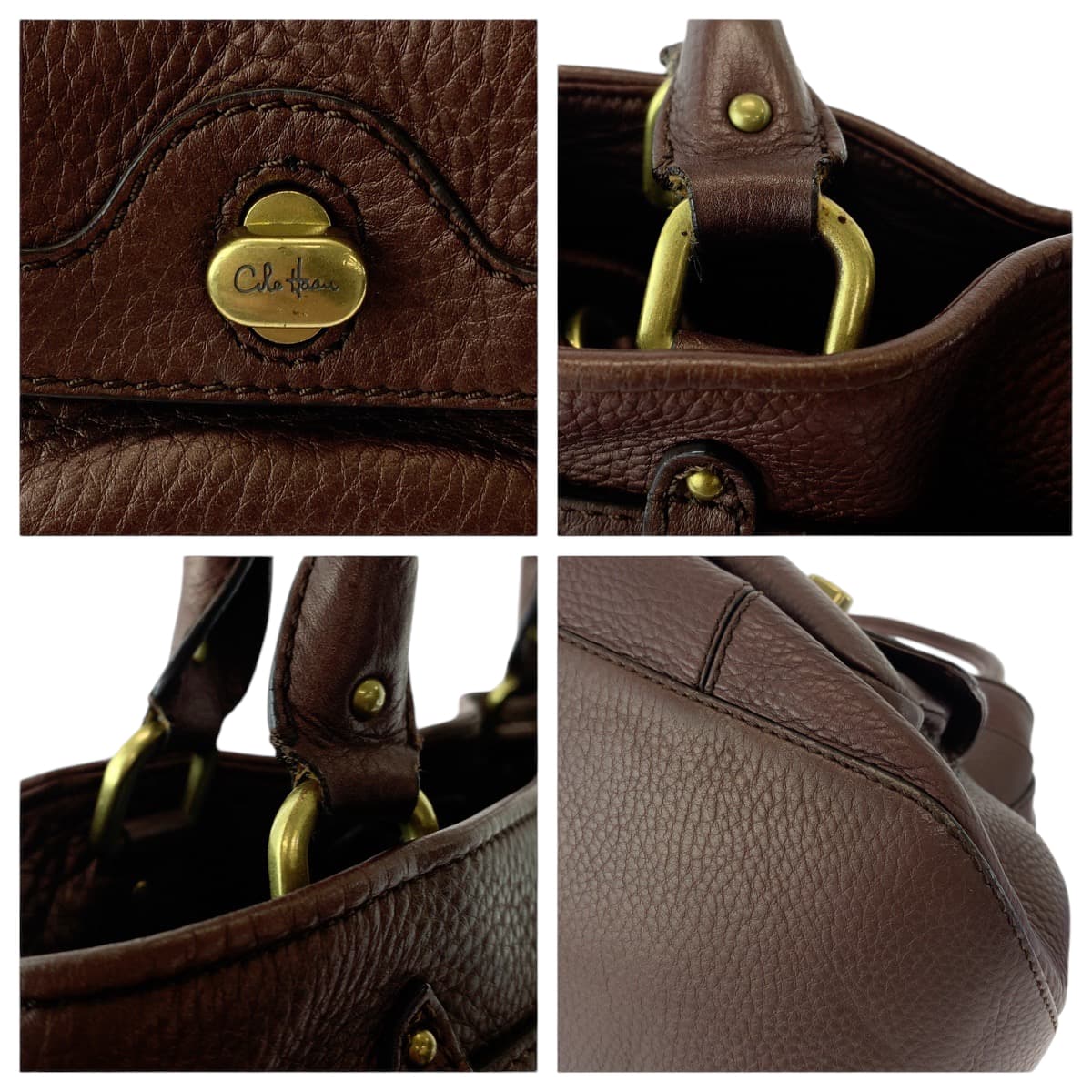 13162
COLE HAAN コールハーン ブラウン ゴールド金具 レザー ショルダーバッグ ハンドバッグ 2way  レディース