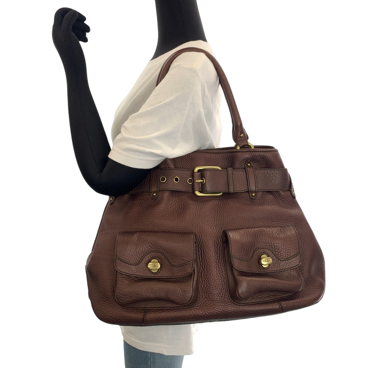 13162
COLE HAAN コールハーン ブラウン ゴールド金具 レザー ショルダーバッグ ハンドバッグ 2way  レディース