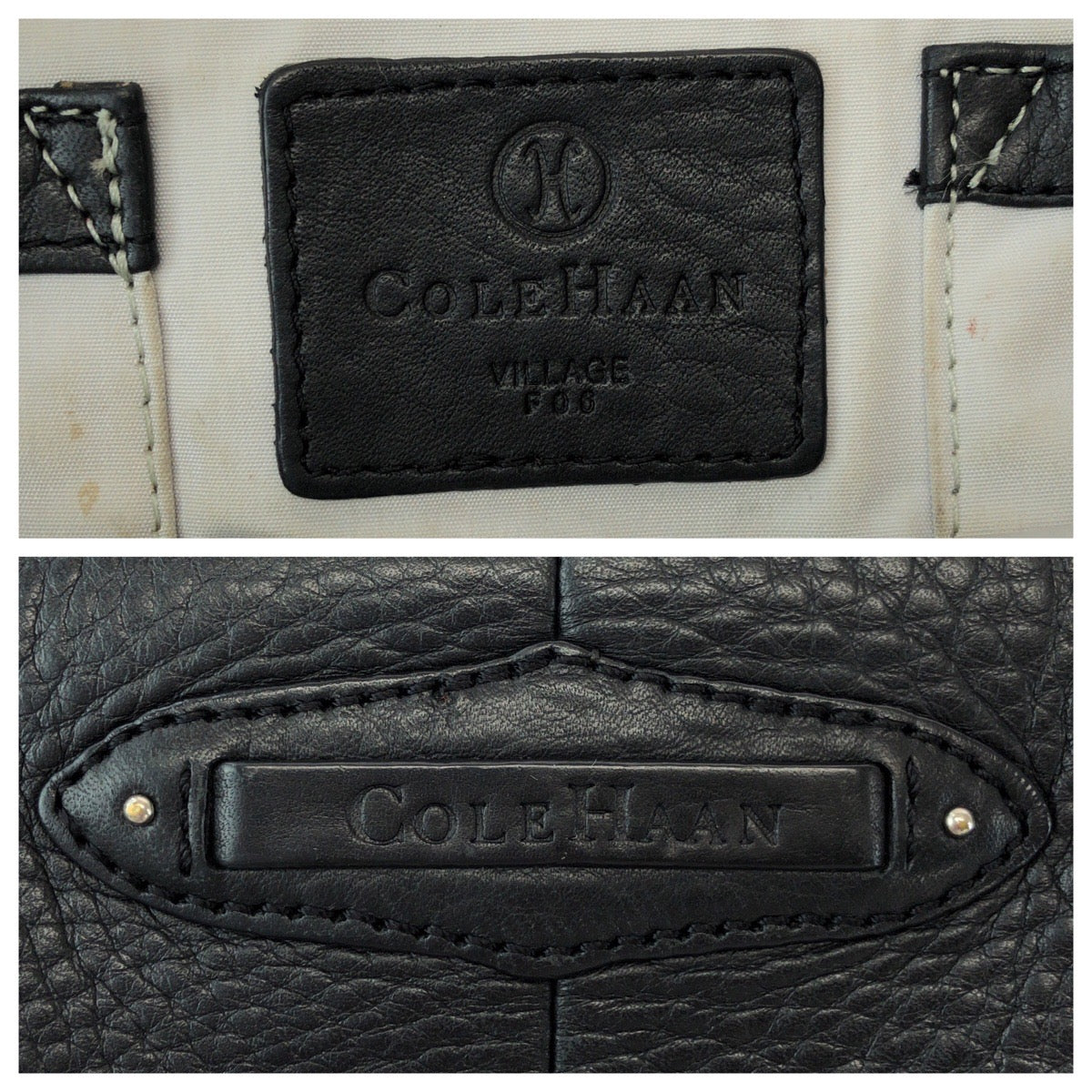 14043
COLE HAAN コールハーン ブラック 黒 シルバー金具 レザー ショルダーバッグ ハンドバッグ  レディース