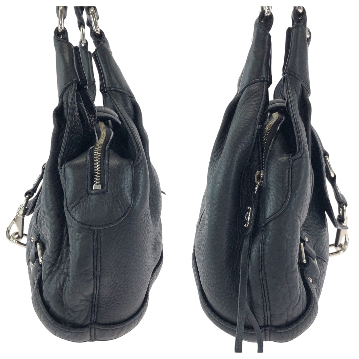 14043
COLE HAAN コールハーン ブラック 黒 シルバー金具 レザー ショルダーバッグ ハンドバッグ  レディース
