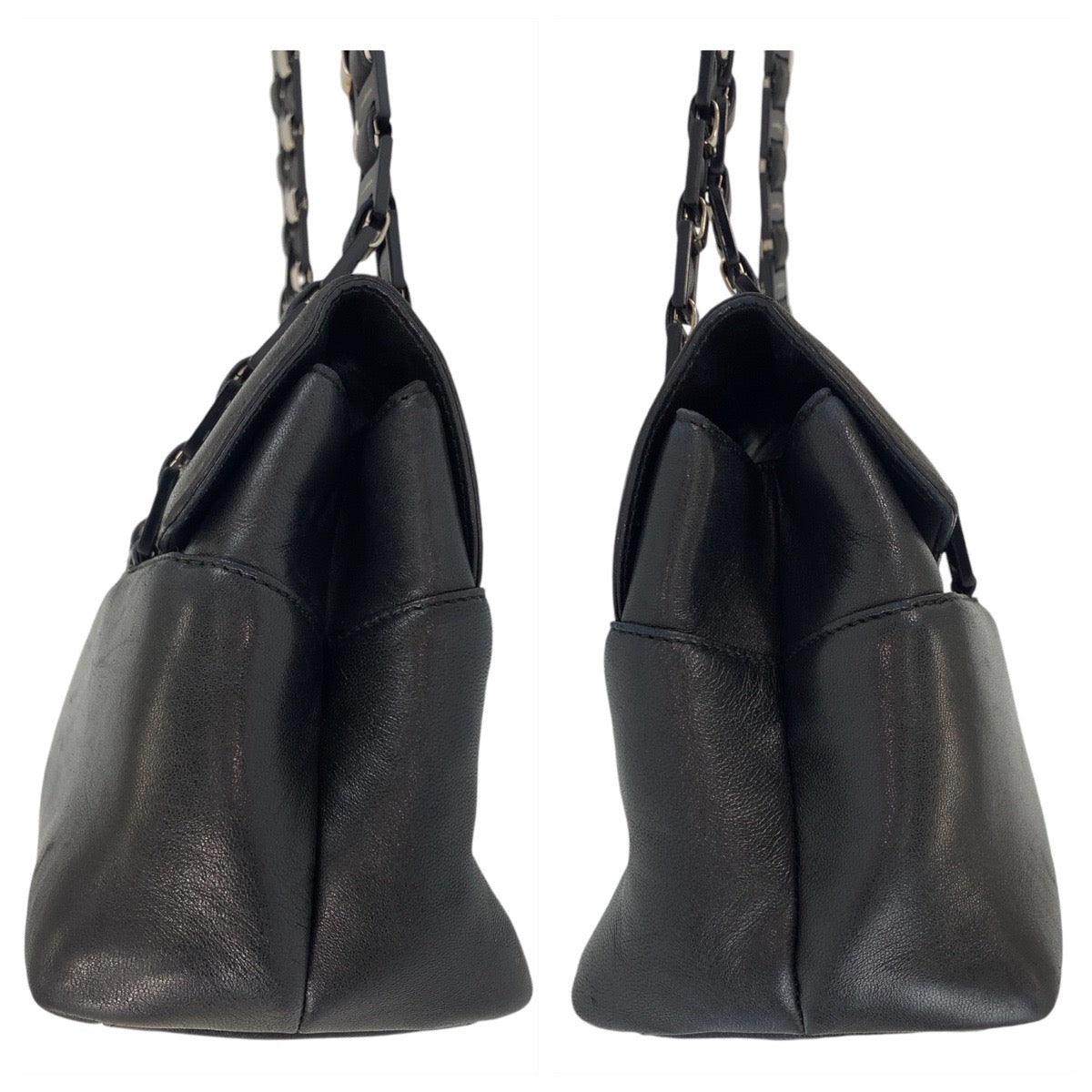 13163
Salvatore Ferragamo サルヴァトーレフェラガモ ヴァラ ブラック 黒 シルバー金具 レザー チェーンショルダーバッグ  レディース