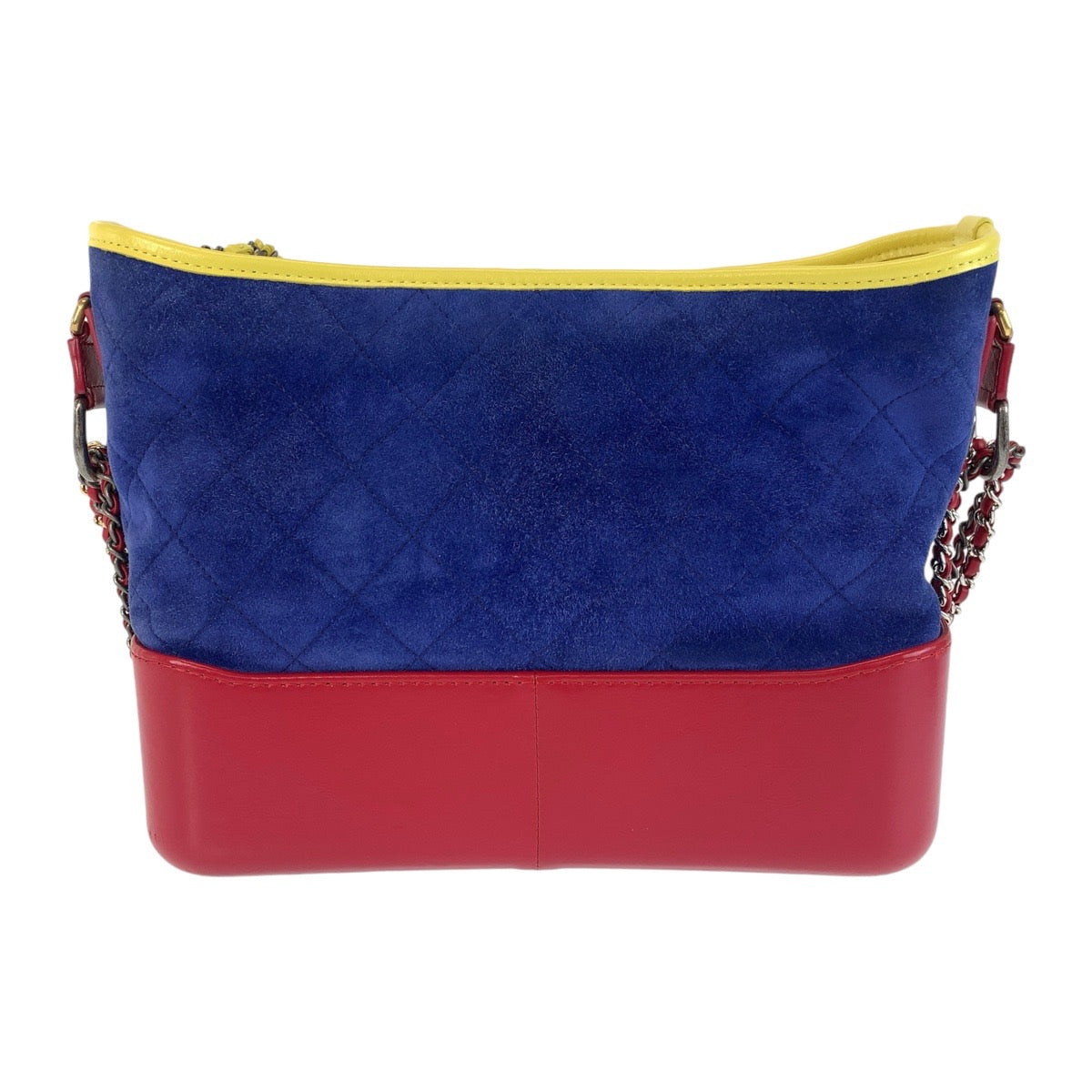 13166
 CHANEL Gabrielle de Chanel Blue Red Yellow Suede/Leather Shoulder Bag Chain Shoulder Bag Women's